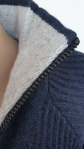 Berlin Zip Neck Knit Jumper, Grey or Navy
